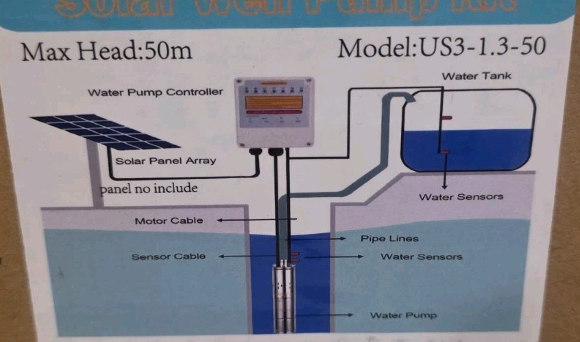 Ufixed Solar Well Pump Kit US3-1.3-50 3IN