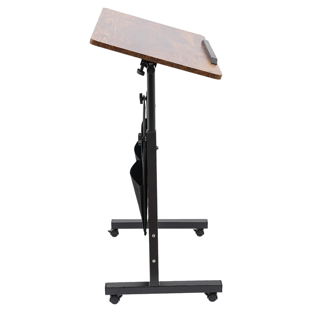 Adjustable Height Rolling Laptop Desk with Storage for Home and Office