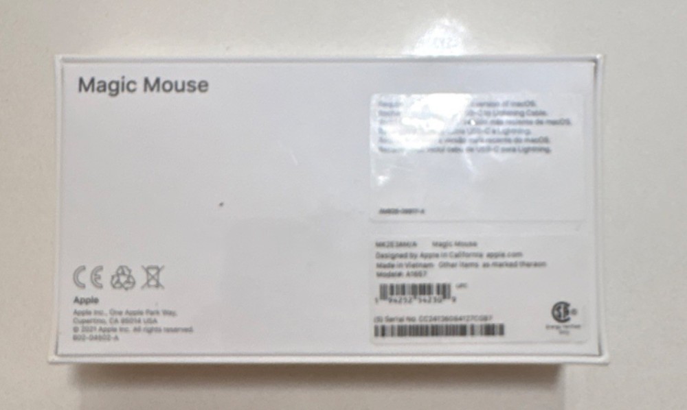 Apple Magic Mouse White Wireless Multi-Touch 1300 DPI MXK53AM/A