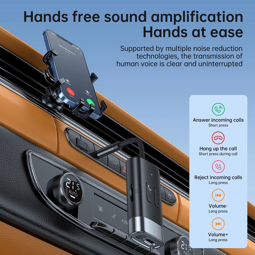 2 IN 1 Aux Audio Adapter Wireless Bluetooth 5.4 Transmitter Receiver For Car TV