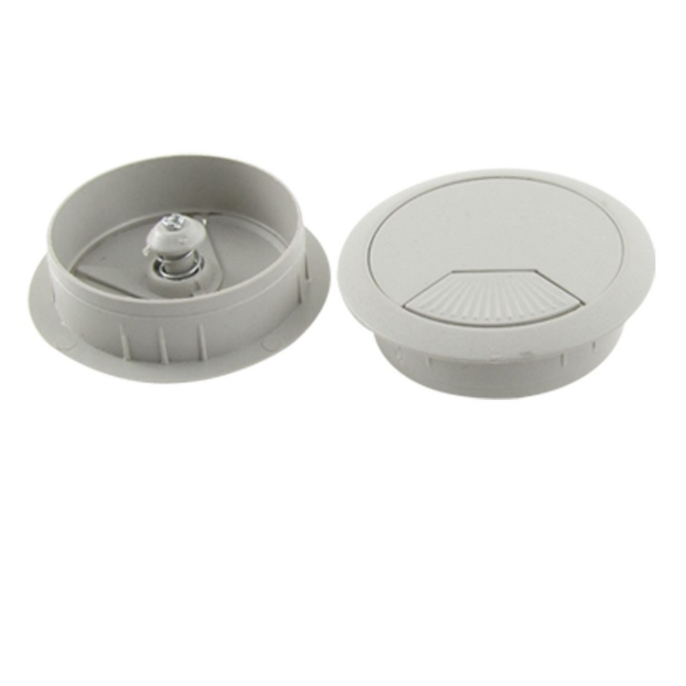 2 Pcs Computer Desk Round Plastic Cable Wire Cord Hole Covers