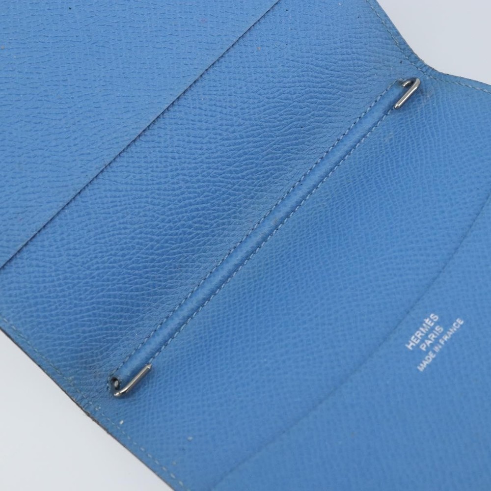 HERMES Day Planner Cover Leather Light Blue Auth bs33531