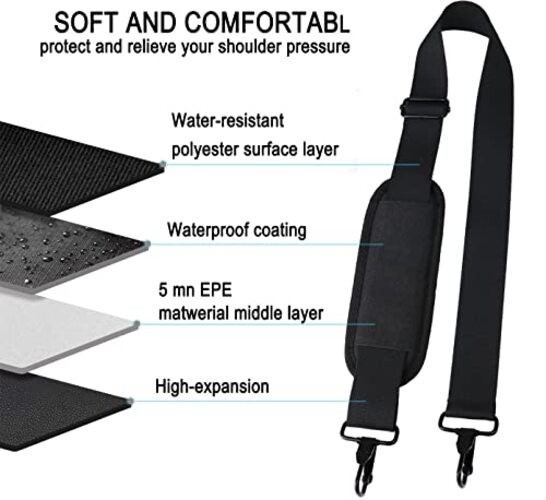 Askuko Shoulder Strap 56 Inch, Universal Adjustable Shoulder Belt Black