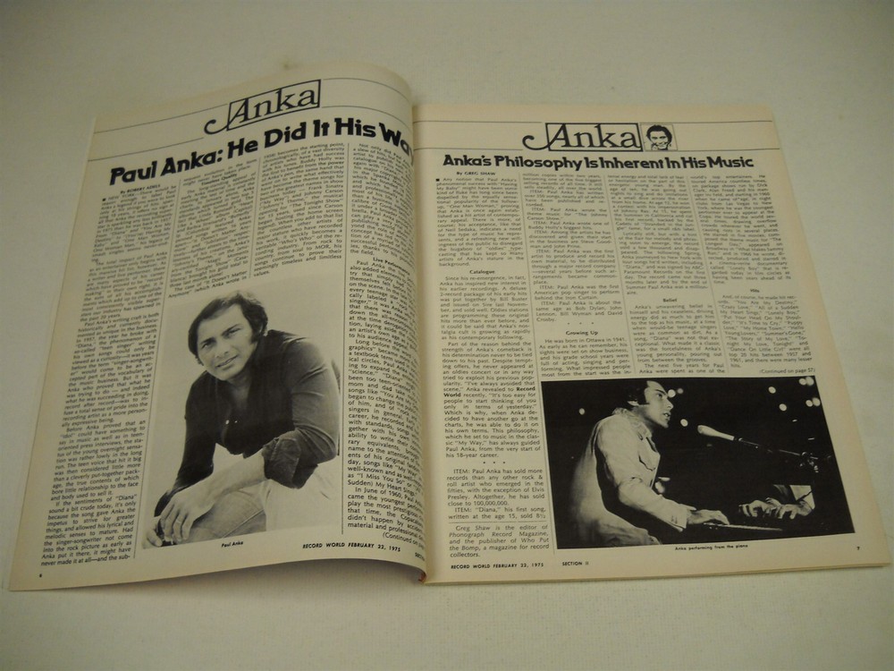 PAUL ANKA Rare 1975 Large 72-page RW Promo Tribute Booklet stories/pics/ads more