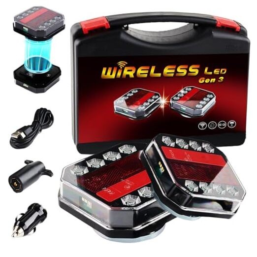 Upgraded Wireless Trailer Lights Magnetic Bluetooth Remote Control Trailer