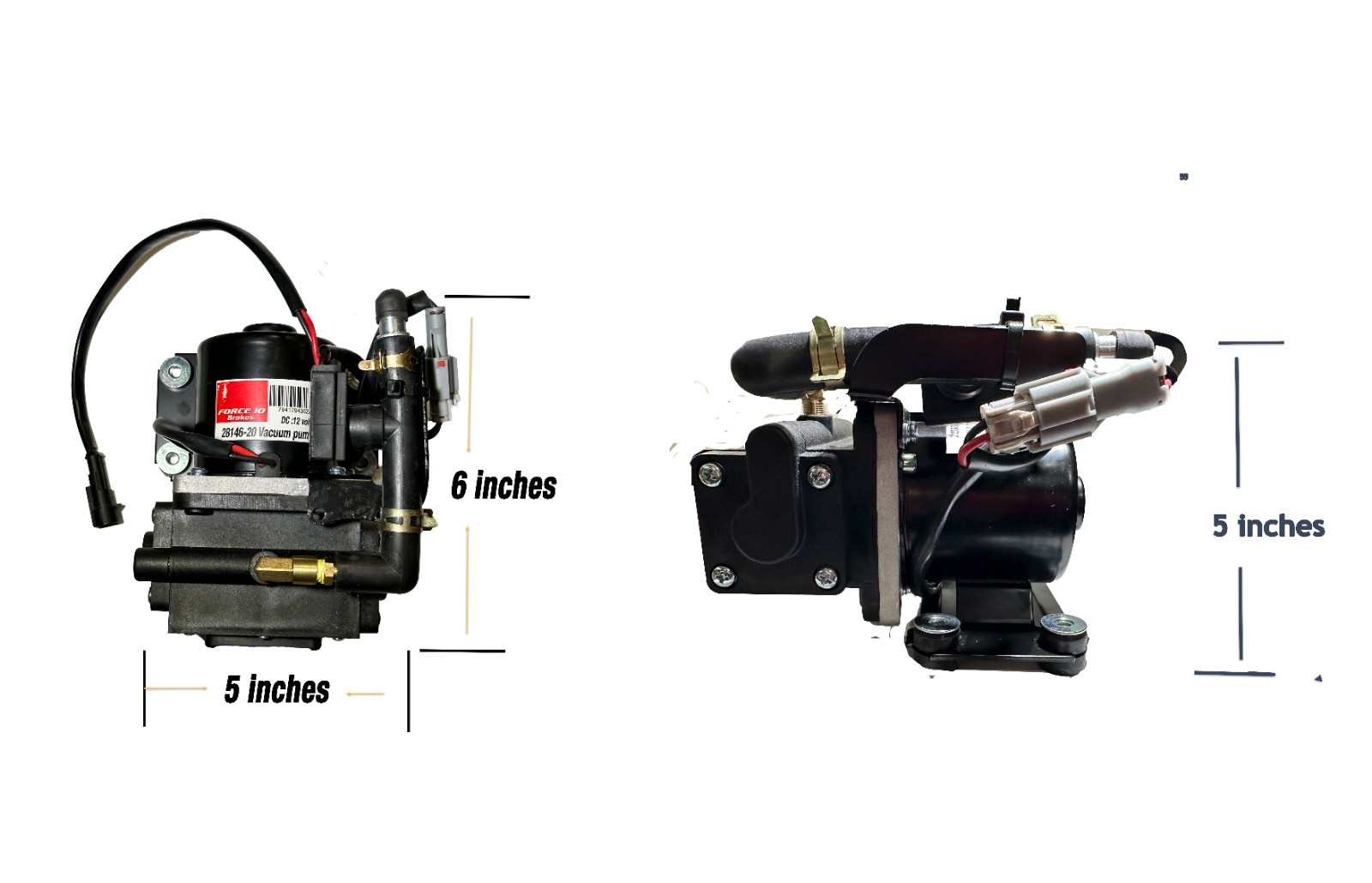 Brake Booster Vacuum Pump -Ultra quiet Dual piston pump 12 V "Plug and Play"