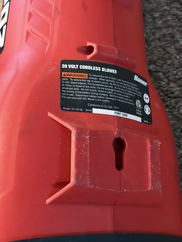 20v Bauer Blower, Cordless Tool Only