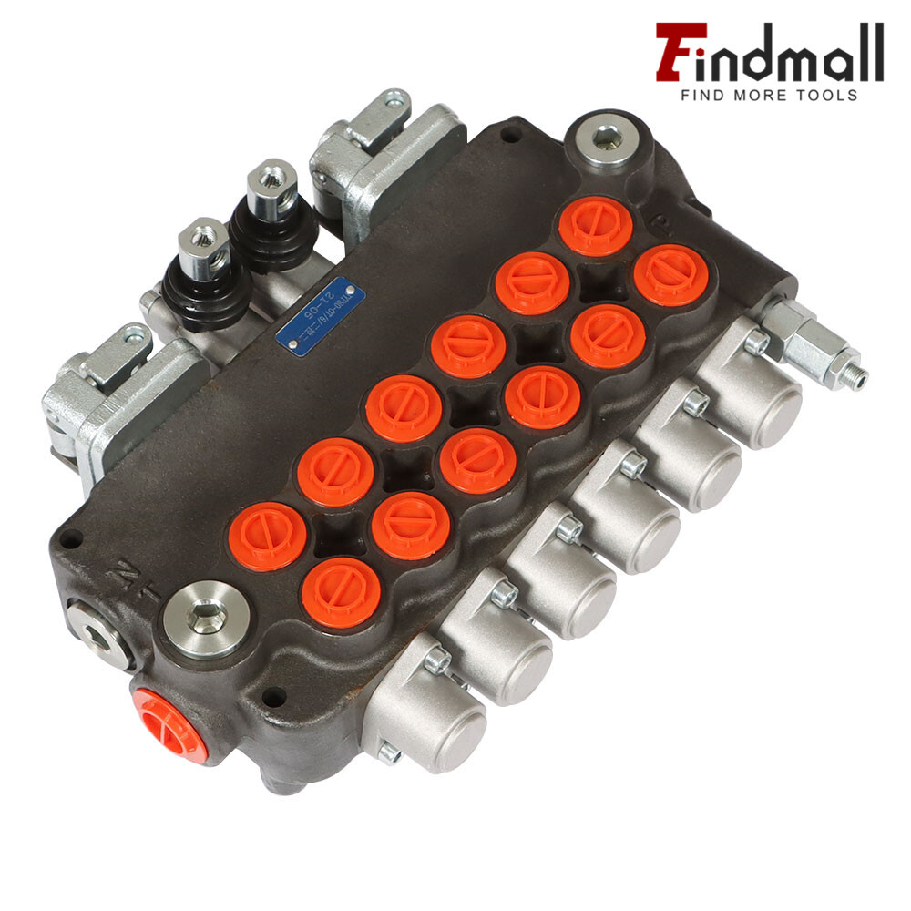 6 Spool 21 GPM Hydraulic Directional Control Valve w/ 2 Joysticks SAE 3625 PSI