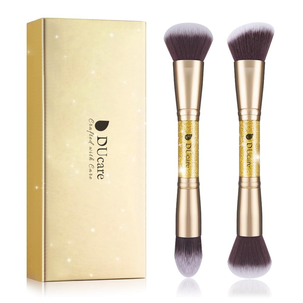 Makeup Brushes Duo End Foundation Powder Buffer and Contour Brush Synthetic Cosm