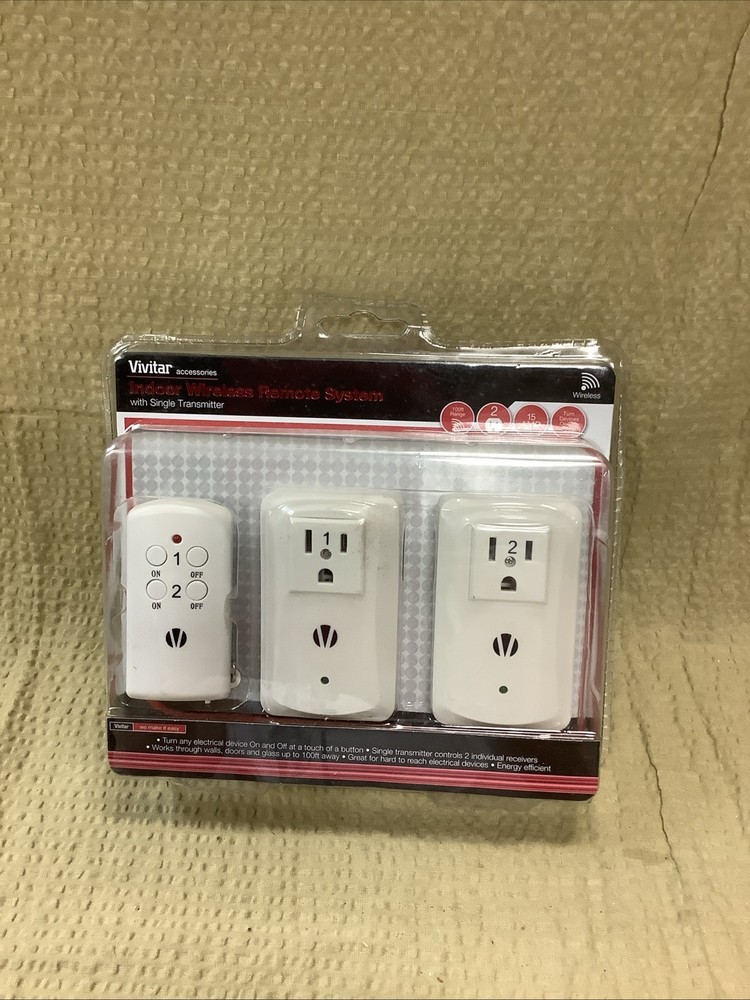 Wireless Vivitar Remote Control System Indoor 100 Foot Range 2 Outlets NEW