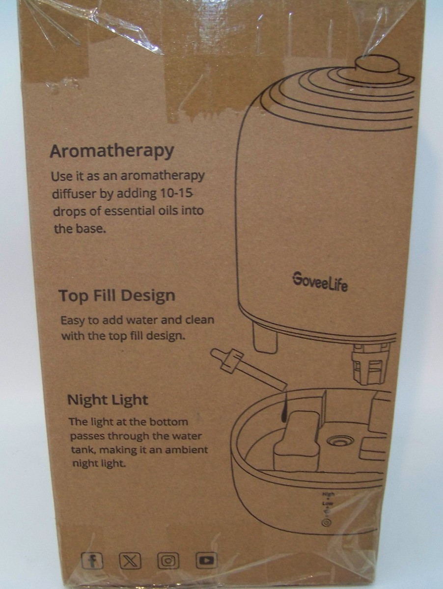 GoveeLife Smart Humidifier 3L Cool Mist , App Control, Aromatherapy, Night Light