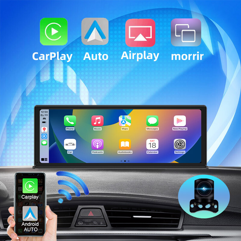 Wireless Carplay Android Auto GPS Logger 5G WiFi Dash Camera Front 4K Dual Cam