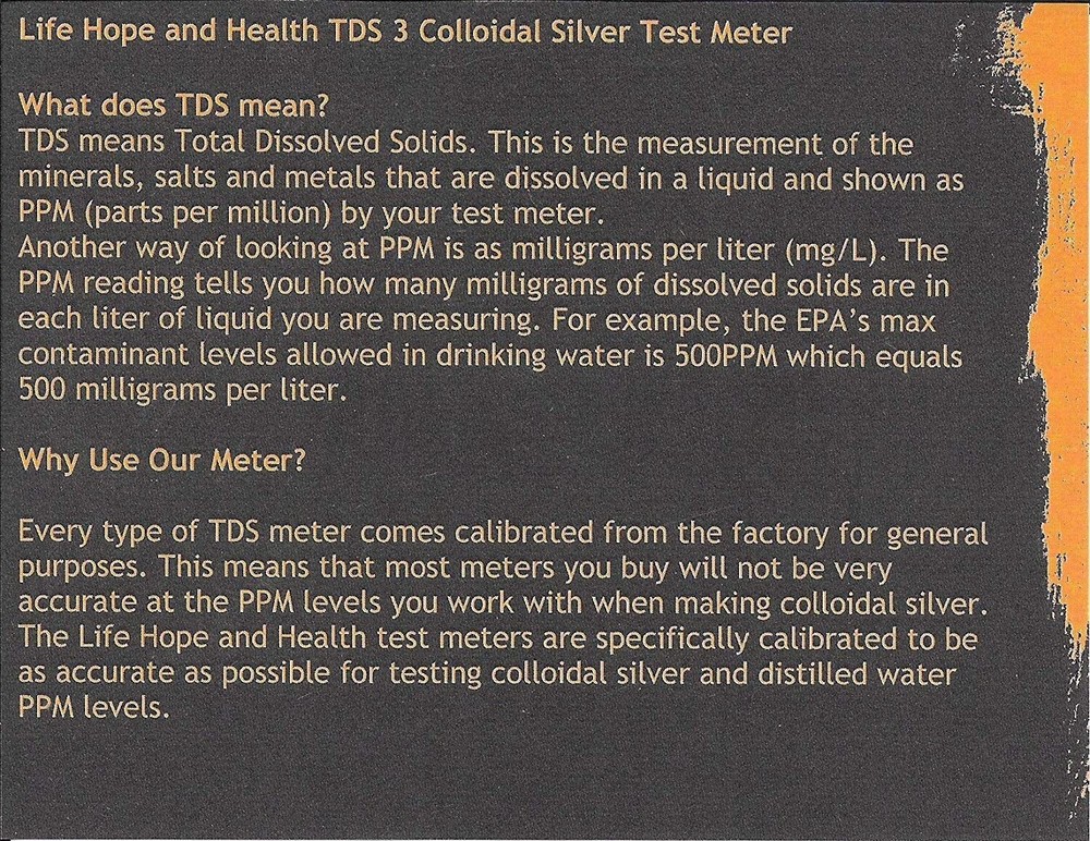 Colloidal Silver Test Meter PPM