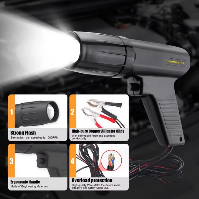 Ignition Timing Light Gun 12V Engine Diagnostic Tool for Tune Up Easy Use