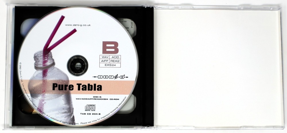 Zero-G Pure Tabla Akai Rex EXS24 Acid Audio Format Sound Library/Sampling 2 CD