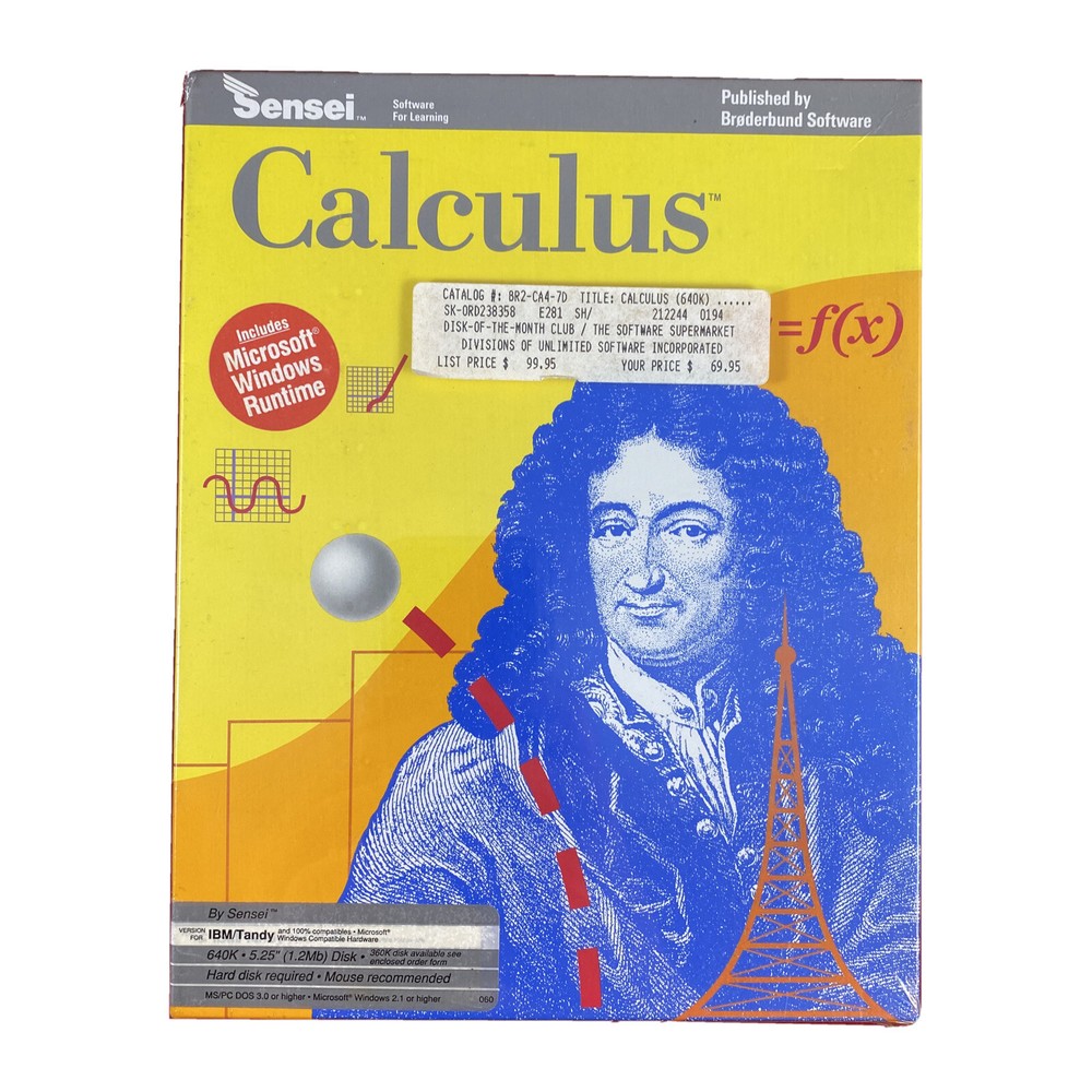 Vintage Sensei Calculus PC Software 1990 IBM/Tandy NOS
