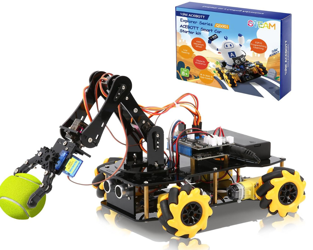 Smart Robot Arm Car Kit, 4WD Remote Control Car