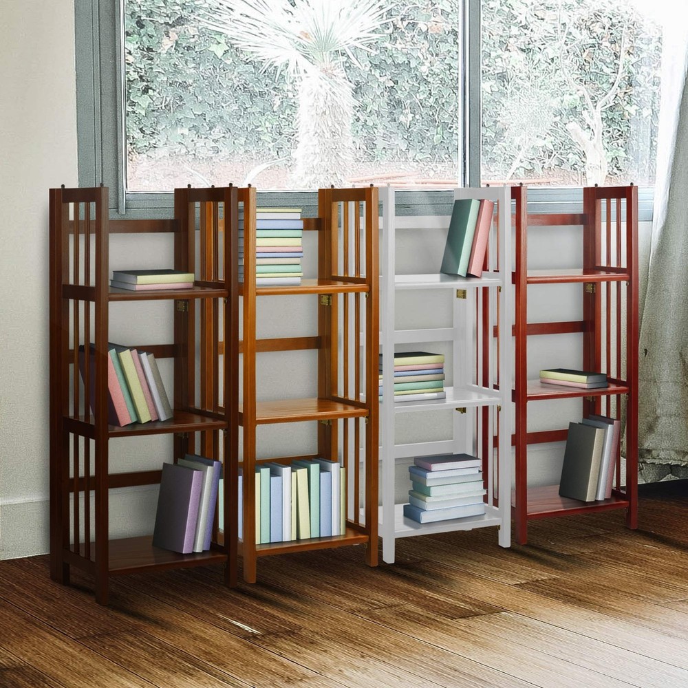 3-Shelf Folding Bookcase 14" Wide-Walnut Walnut (New)