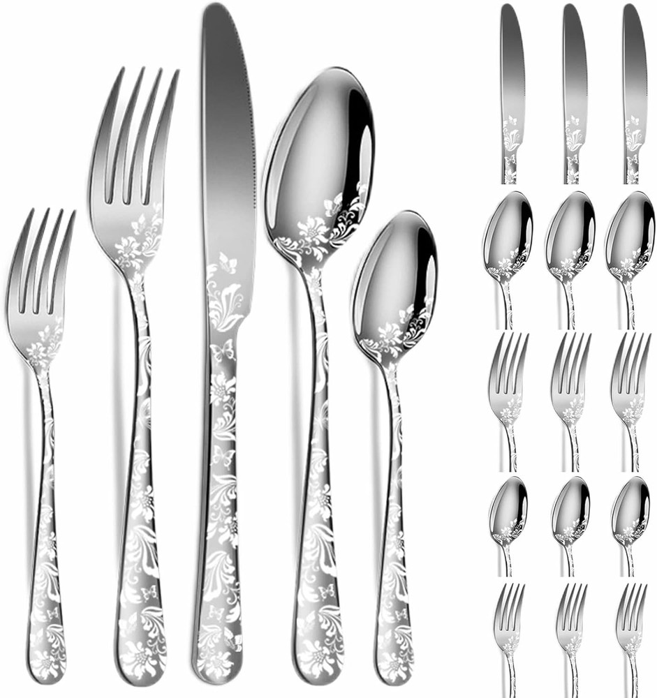 20 piece Unique Pattern Design Sierware Set, Stainl Steel