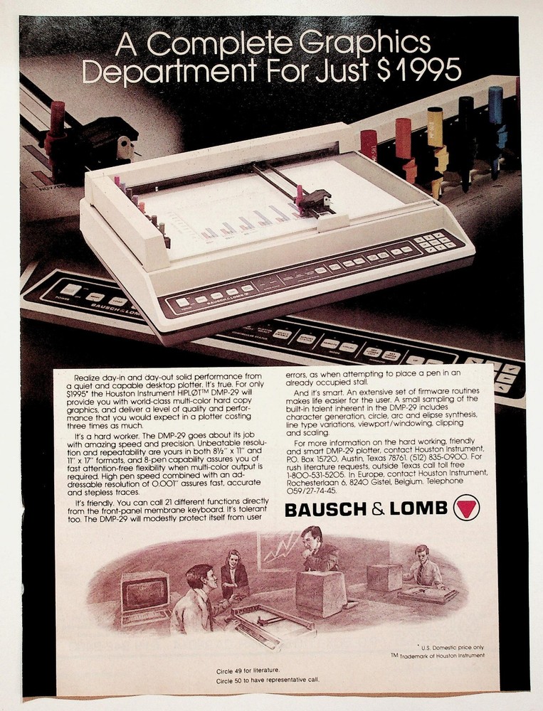 1983 Bausch & Lomb DMP-29 Plotter Printer - Vintage Computer Hardware Ad