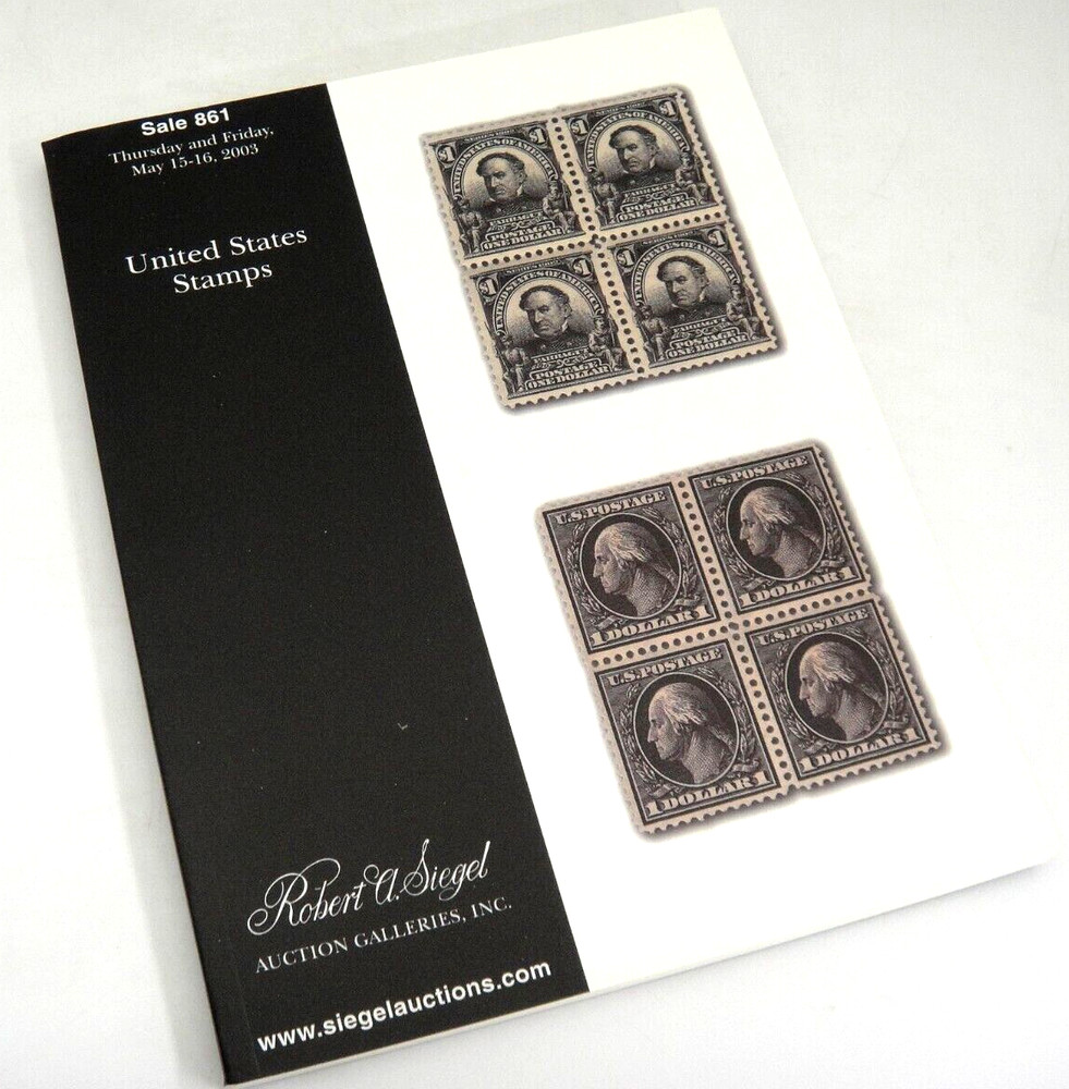 Siegel Stamp Auction Catalog 2003 Plate Number Blocks Revenues #861