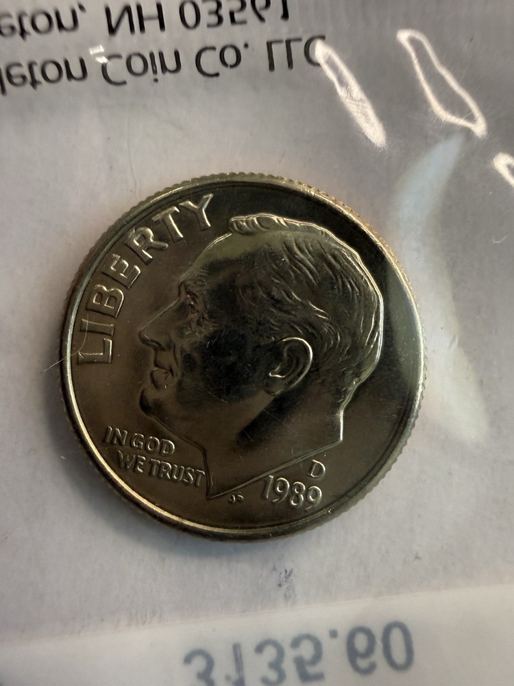 1989 d roosevelt dime In Littleton Packaging