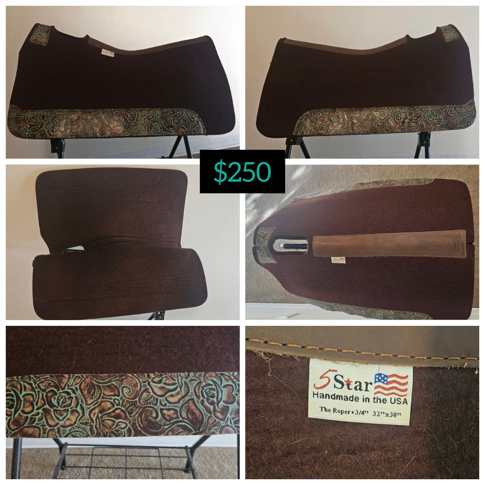 5 Star Roper Wool Saddle Pad Chocolate Turquoise