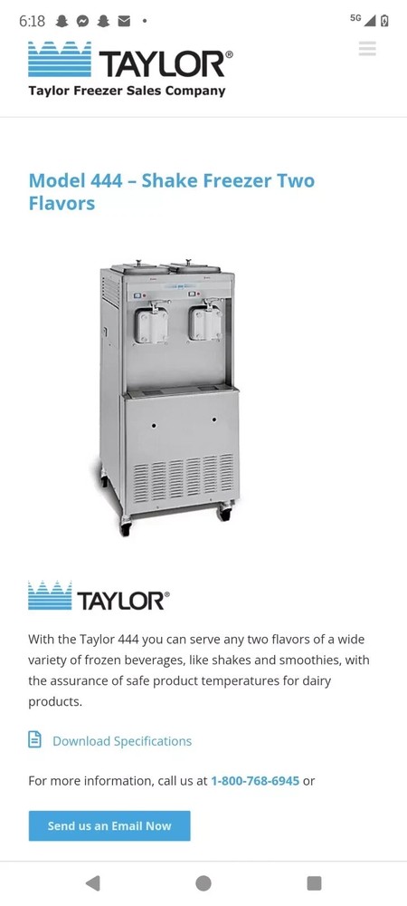 1985 TAYLOR MILKSHAKE / SOFT SERVE MACHINE