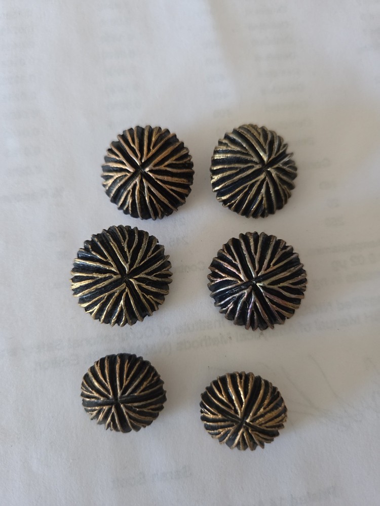 Vintage Brass & Enamel Buttons Sunburst Design 2 Sizes
