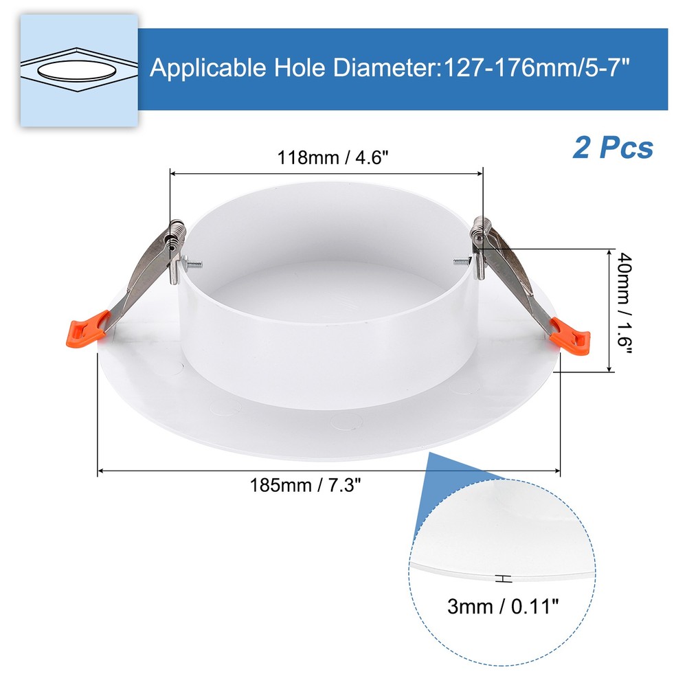 2Pack 7.3" Spring Ceiling Cover Plate Suitable for 5-7 " Round Hole, White