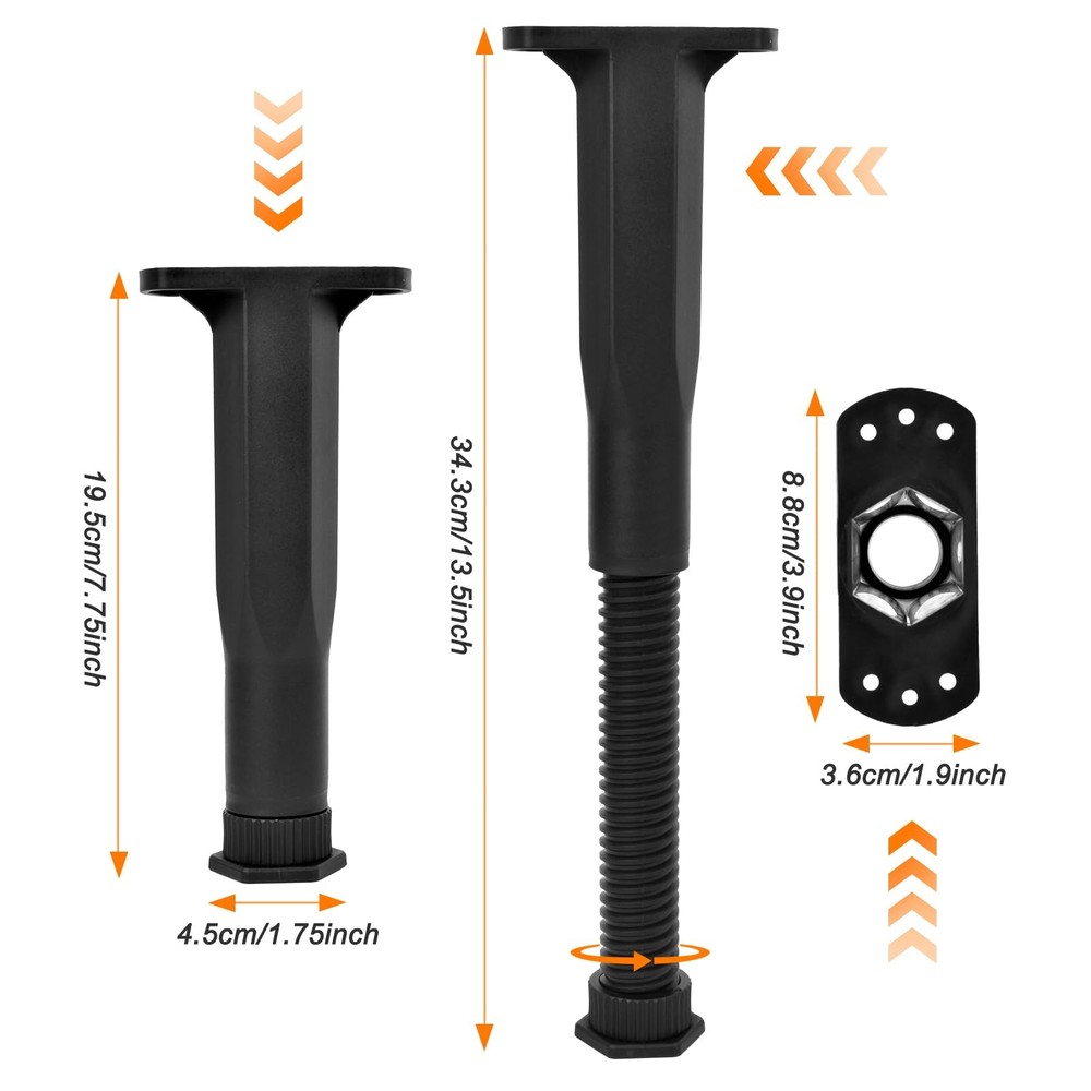 6PCS Bed Frame Support Legs Adjustable (7.75"-13.5") - Heavy Duty for Maximum...
