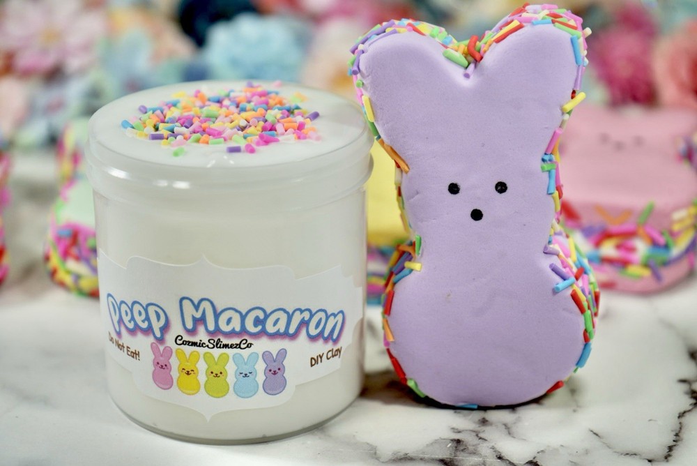 Peep Macaron Thick & Glossy Slime DIY Clay, Easter Theme, Scented, ASMR