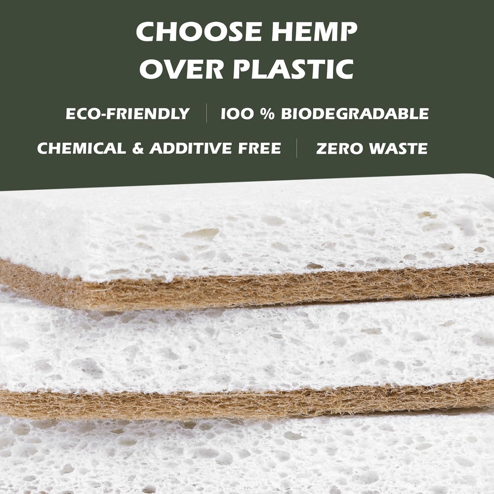 Plant Based Kitchen Sponges 12Pack Eco Friendly Biodegradable Sisal HempFSC PETA