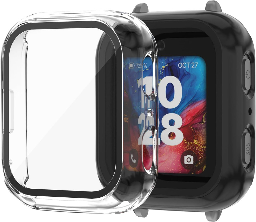 Compatible with Bark Watch Screen Protector, 2 Pack Bumper Case with Scratch-Res