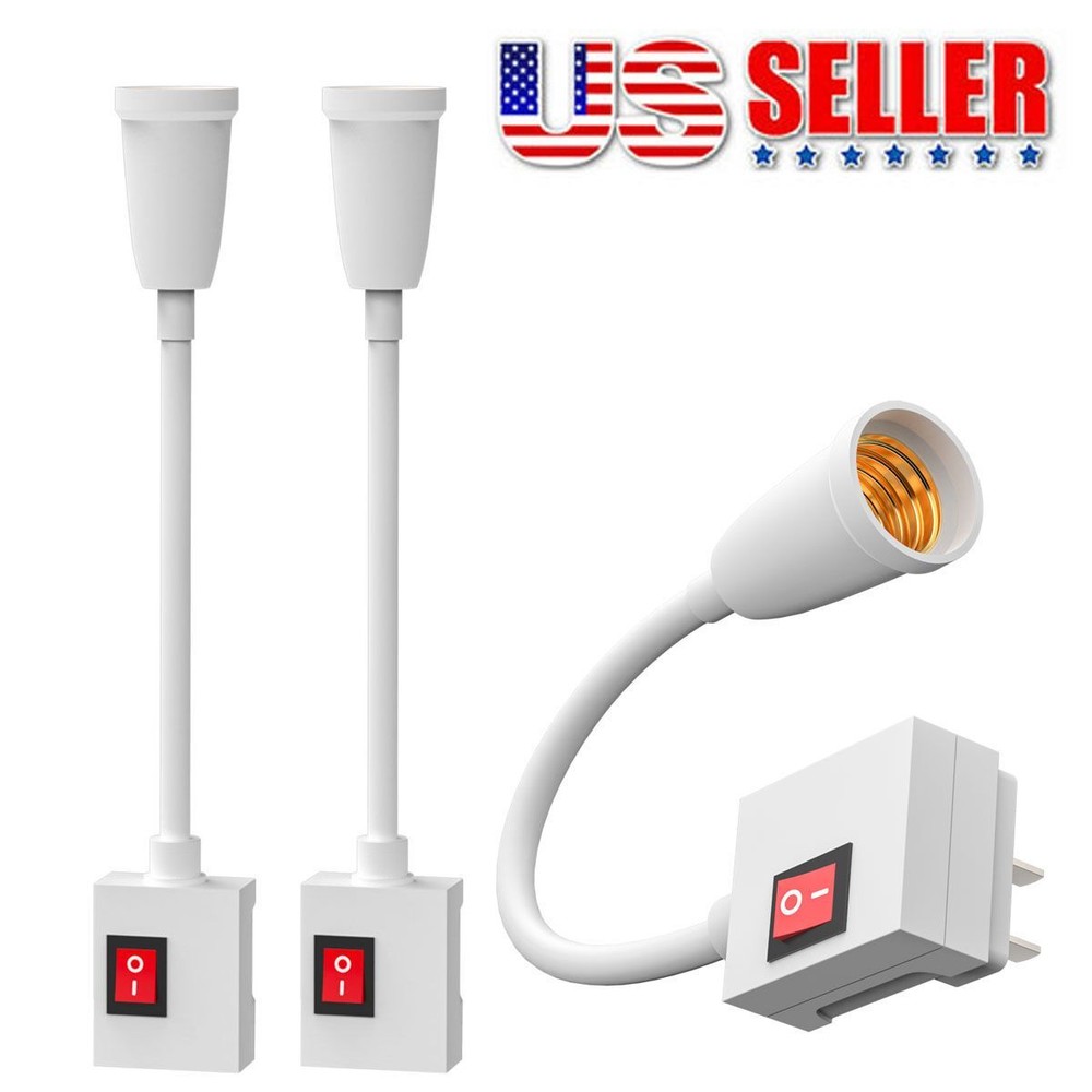 Flexible E27 Light Bulb Holder Extension Socket Adapter Plug in On/Off Switch US