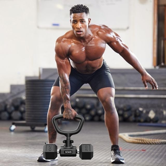 Adjustable Kettlebell Handle for Dumbbells - 220LB Capacity, 90° Rotation