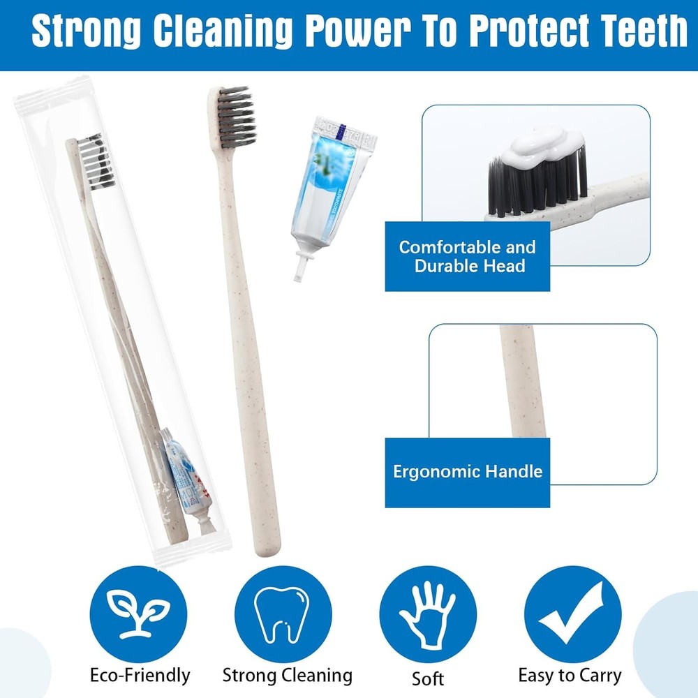 Uiifan 100 Sets Disposable Toothbrushes with Toothpaste Bulk Individually...