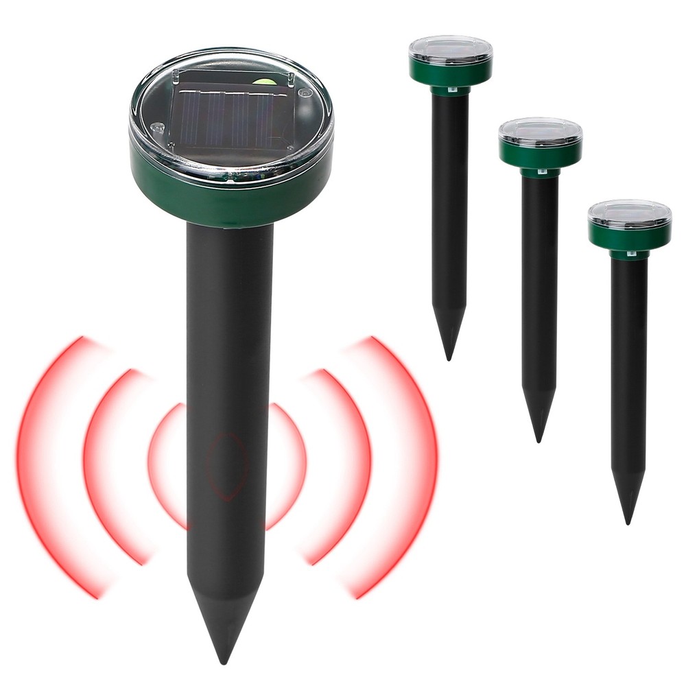 3/4/8 Pack Ultrasonic Solar Mole Gopher Repellent Sonic Gopher Stake Repeller