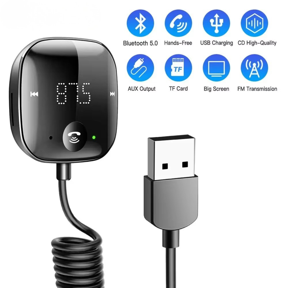 Bluetooth FM Transmitter for Car, AUX Adapter, Bluetooth Receiver for Car Mus...