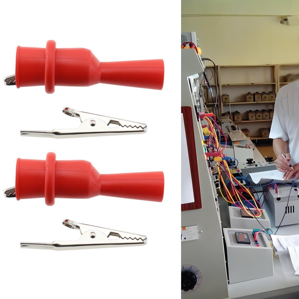 12PCS Multimeter Silicone Insulated Alligator Clips Set Including Red/Black E...