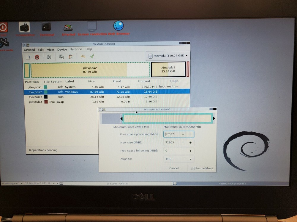 GParted Live Partition Manager GNOME for Windows/Linux 4G USB Stick
