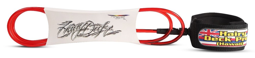 Hairy Deck Pro (Hawaii) PRO Series Surf Leash RED 8 FT