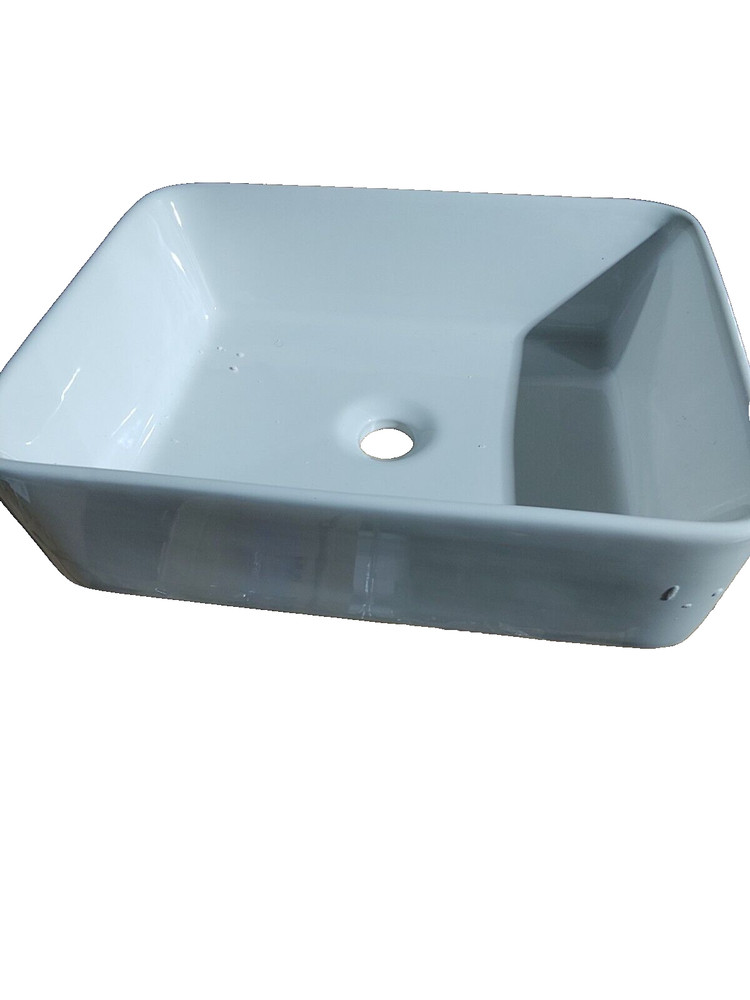 Rectangle Gloss White Ceramic Basin Bathroom Sinks Above Counter Top