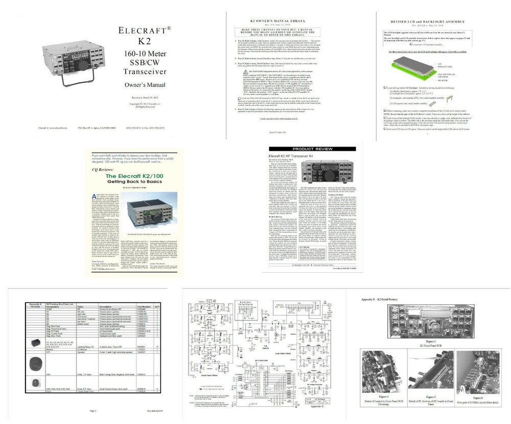 ELECRAFT K2 OWNER'S MANUAL REV 1 + APPENDIXES + ERRATA + LCD ASSEMBLY