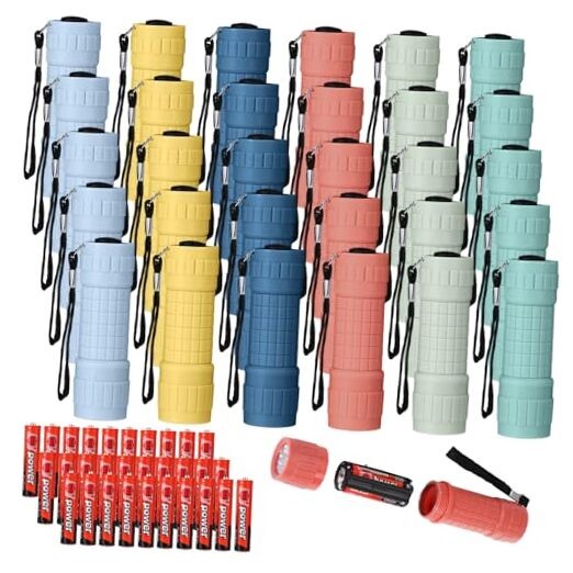 Pack 9-LED Small Mini Flashlight Set Plastic Handheld Flashlights with 30