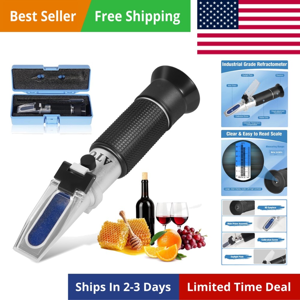 Brix Refractometer with ATC, Dual Scale - Specific Gravity & Brix, Hydrometer...