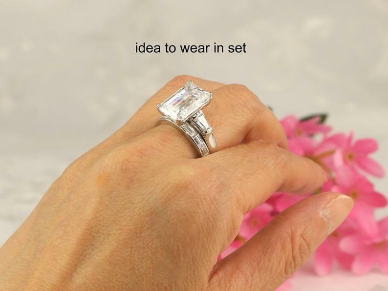 Emerald Cut Lab-Created 5.10 Ct White Diamond Wedding Ring 925 Sterling Silver