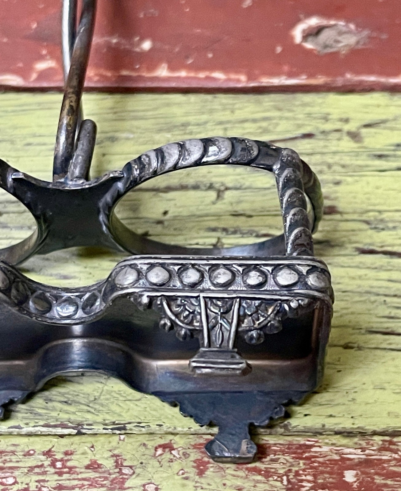 Antique Rogers Smith Quadruple 85 Silverplate Condiment Caddy 4 Footed