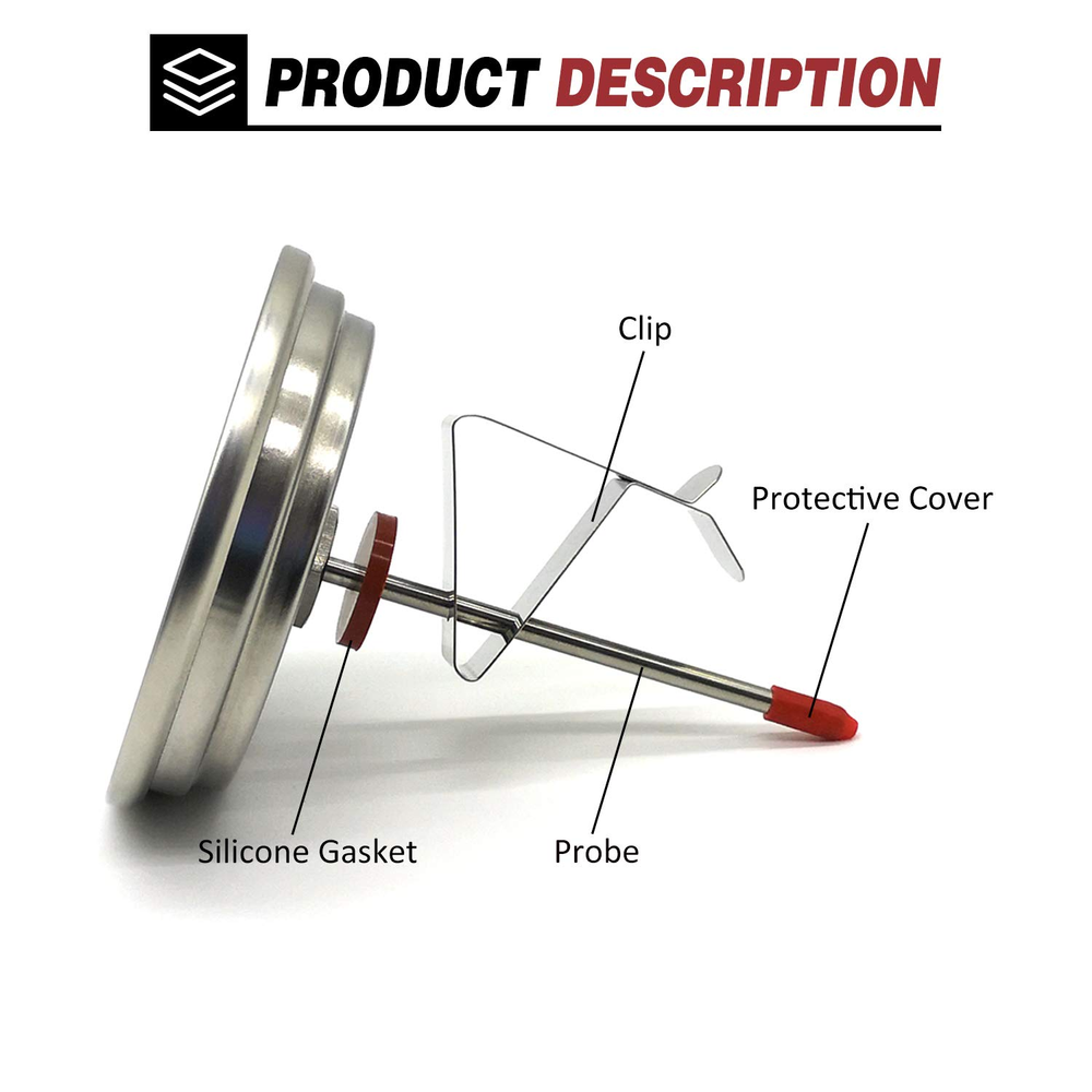 3.3" Upgraded Thermometer Replace for Big Green Egg Grills, Long Time Use