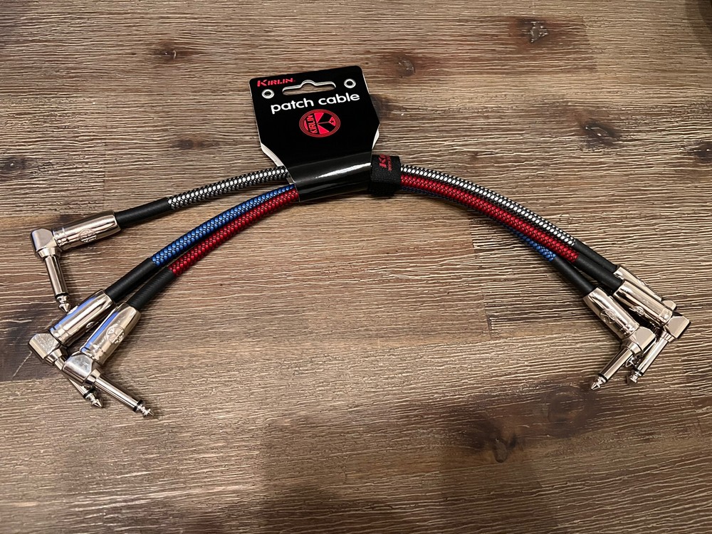 3-PACK 1ft Kirlin 1/4" Mono Multi Colored Braided Right Angle Patch Cables!